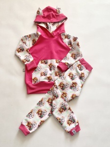 Komplet Psi Patrol Skye fuksja - legginsy i bluza z kapturem   