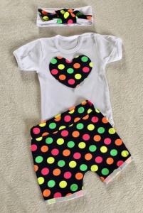 Neon spots set - body, shorts and headband