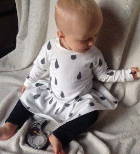 Droples on ecru dress