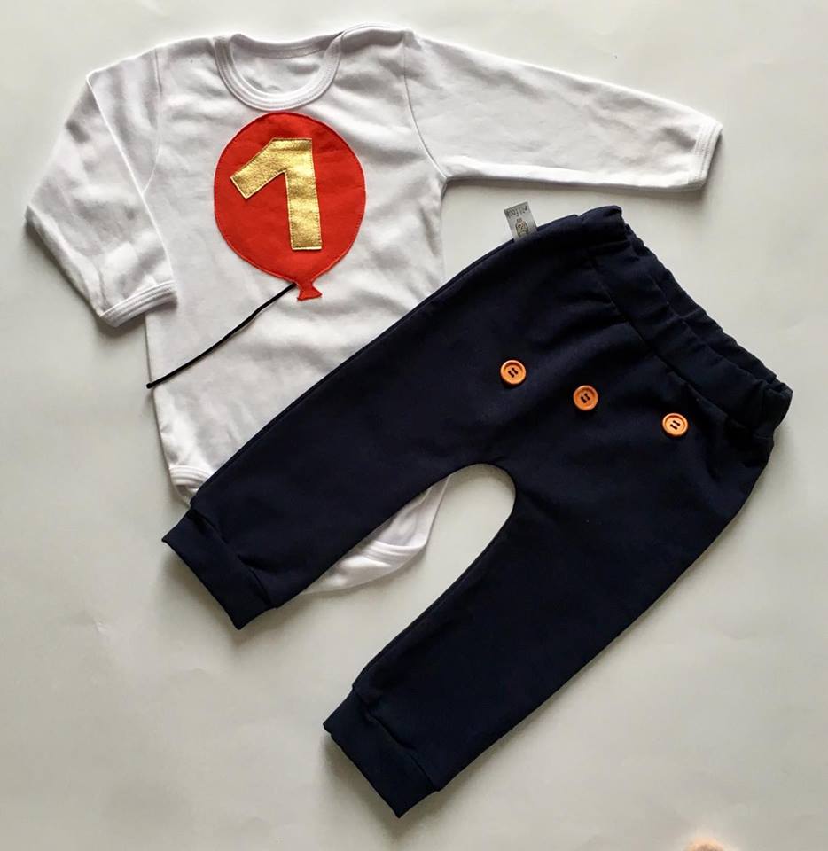 Neavy blue set with buttons - trousers with body and bow-tie (1)