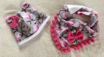 Magnolia set with small ears - cap and neckerchief with pom-poms