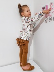 Komplet pastelowe łapacze snów i karmel - legginsy z falbankami i bluza z kominem  
