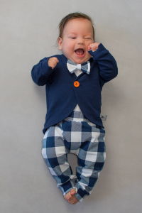 Squared neavy blue set - coat, body and trousers