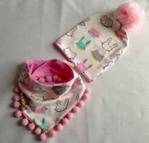 Bunnies neckerchief with pom-poms