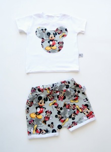Mickey on gray set - white t-shirt and shorts
