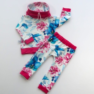 Hummingbird Set with pink - blouse with chimney and leggins