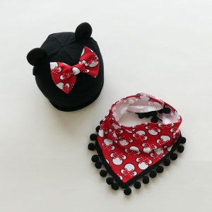 Komplet z uszami Minnie kokardki -  czapka i chusta   
