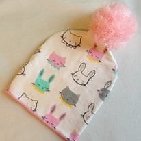 Bunny cap with pom-pom
