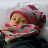 Neon Hearts chimney scarf