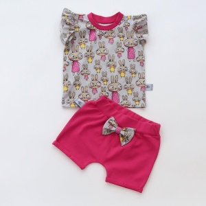 Bunny set with fuchsia- t-shirt and shorts