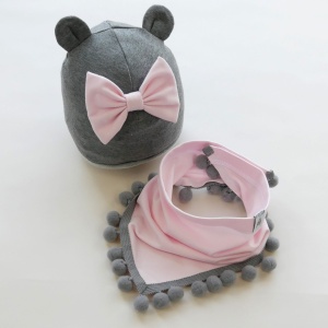 Mickey Mouse melange and pink set - cap and neckerchief