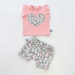 Gray feathers set - t-shirt and shorts