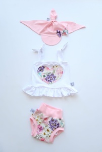 Summer flowers set - t-shirt, bloomers and headband (1)