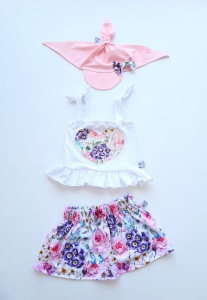 Summer flowers set - t-shirt, bloomers and headband (1) (1)