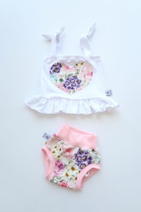 Summer flowers set - t-shirt, bloomers and headband (1) (1)