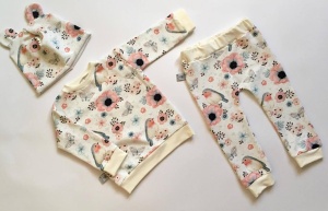 Birds set - leggins + blouse + cap