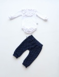 Komplet biel z falbanką i granat - body i legginsy 