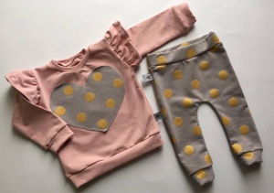Quartz pink and spots set - blouse and leggins (1)
