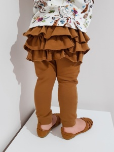 Legginsy karmel z falbankami 