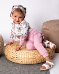 Komplet bukieciki - bluza bomberka, legginsy z falbankami i opaska 