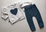 Komplet biel i groszki - bluza i legginsy
