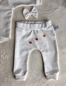 Ecru set with buttons - trousers and bow-tie and braces