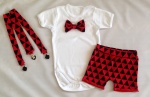 Black-white triangles set - body, shorts and braces