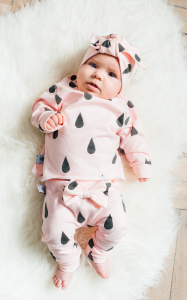 Komplet kropelki - longsleeve+ legginsy + opaska