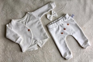 Ecru with buttons set - trousers, coat and bowtie 