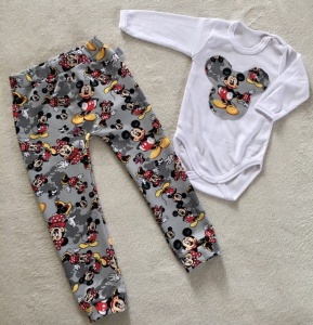 Mickey and Minnie on gray  set - trousers + long sleeve body