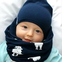 Neavy blue robots set - cap and chimney scarf
