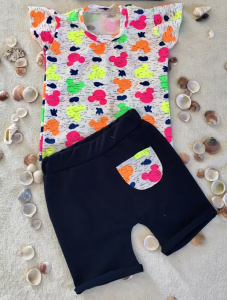 Neon Mickey with neavy blue set - t-shirt and shorts